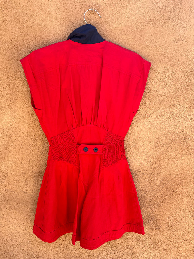 Red Zip Up Romper by Karen Alexander