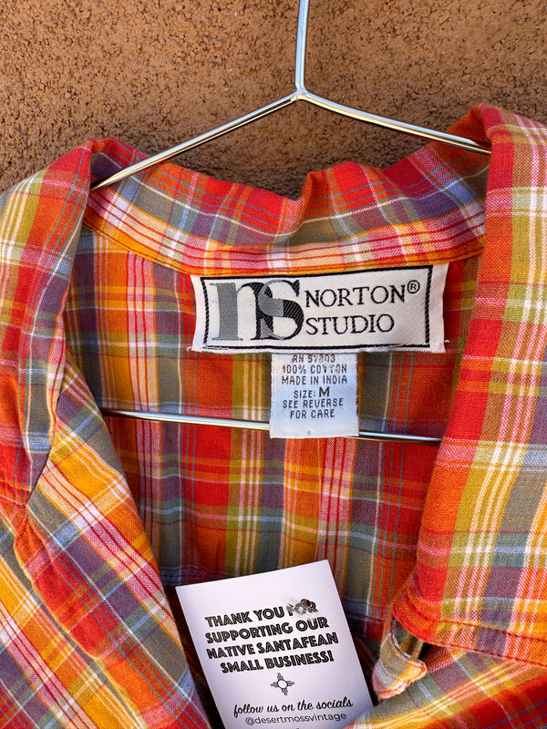 Plaid Tie Front Top by Norton