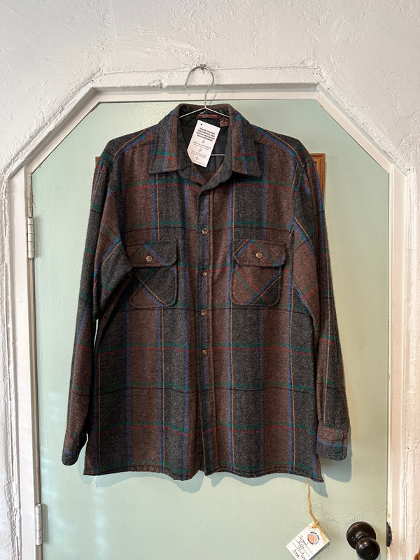 80's L.Fox Ltd Wool Blend Plaid Shirt